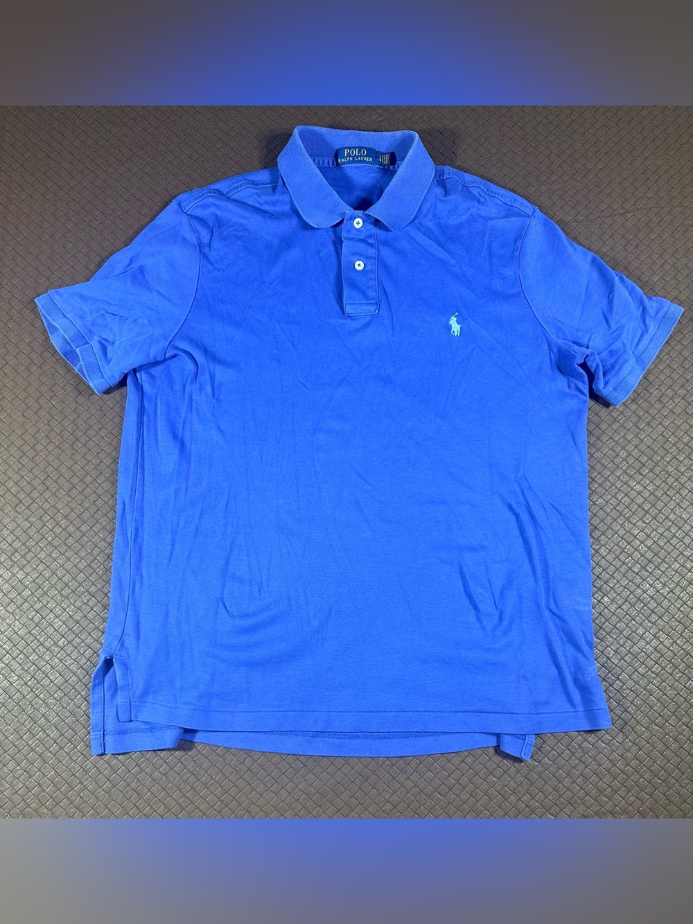 Polo Ralph Lauren Blue Cotton Stretch Polo Size Large Short Sleeve